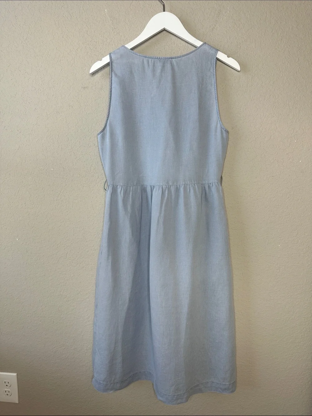 MICHAEL STARS Lulu Button-down Linen Midi Dress Size Medium Blue